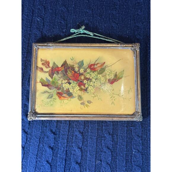 Vintage double-sided floral print & mirror wall frame gilt ornate 1940s–60s - Picture 1 of 4